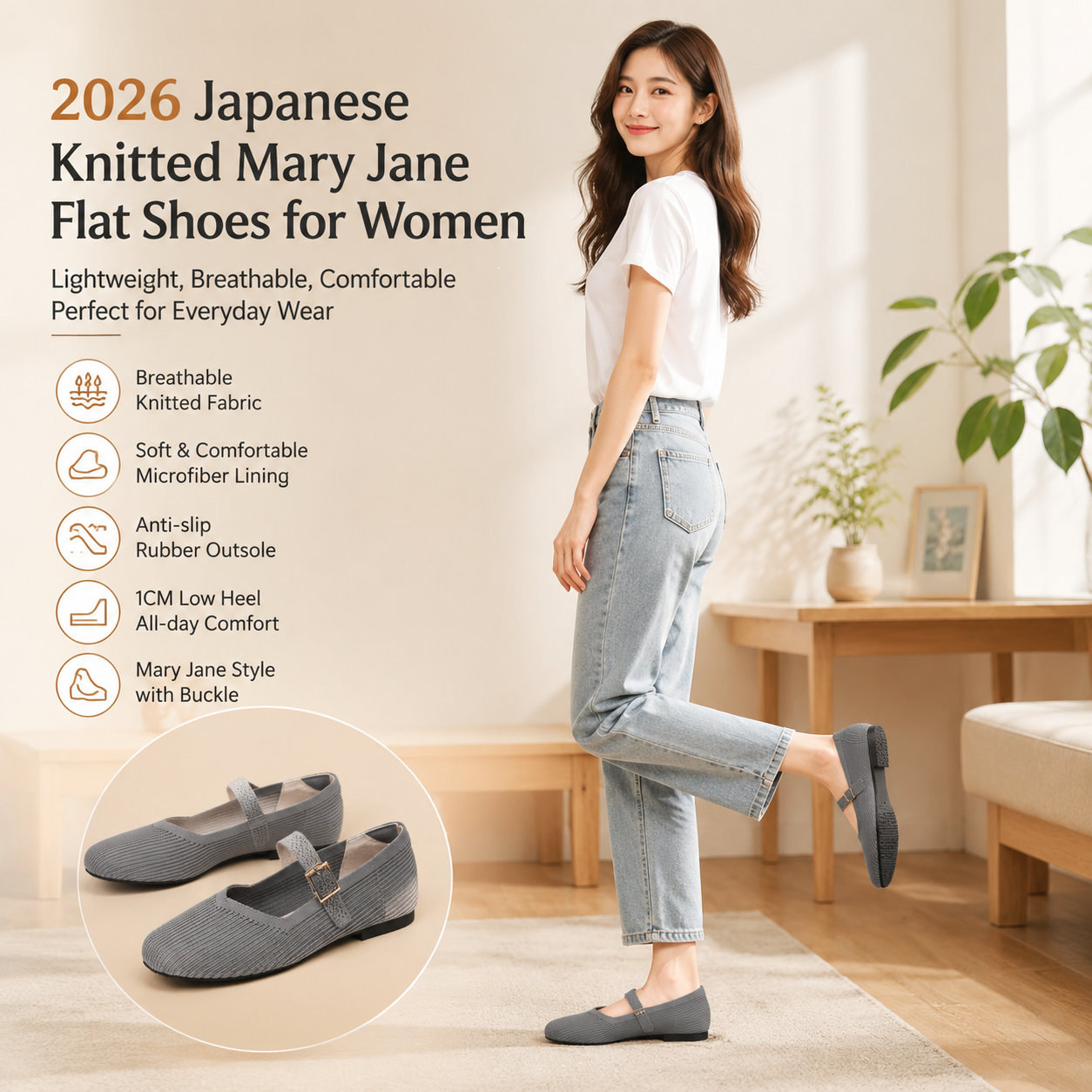 Women's Mary Jane Buckled Flats