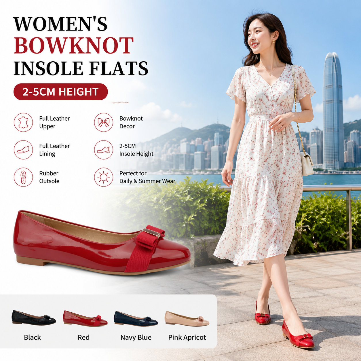 Women's Bowknot Leather Flat Shoes