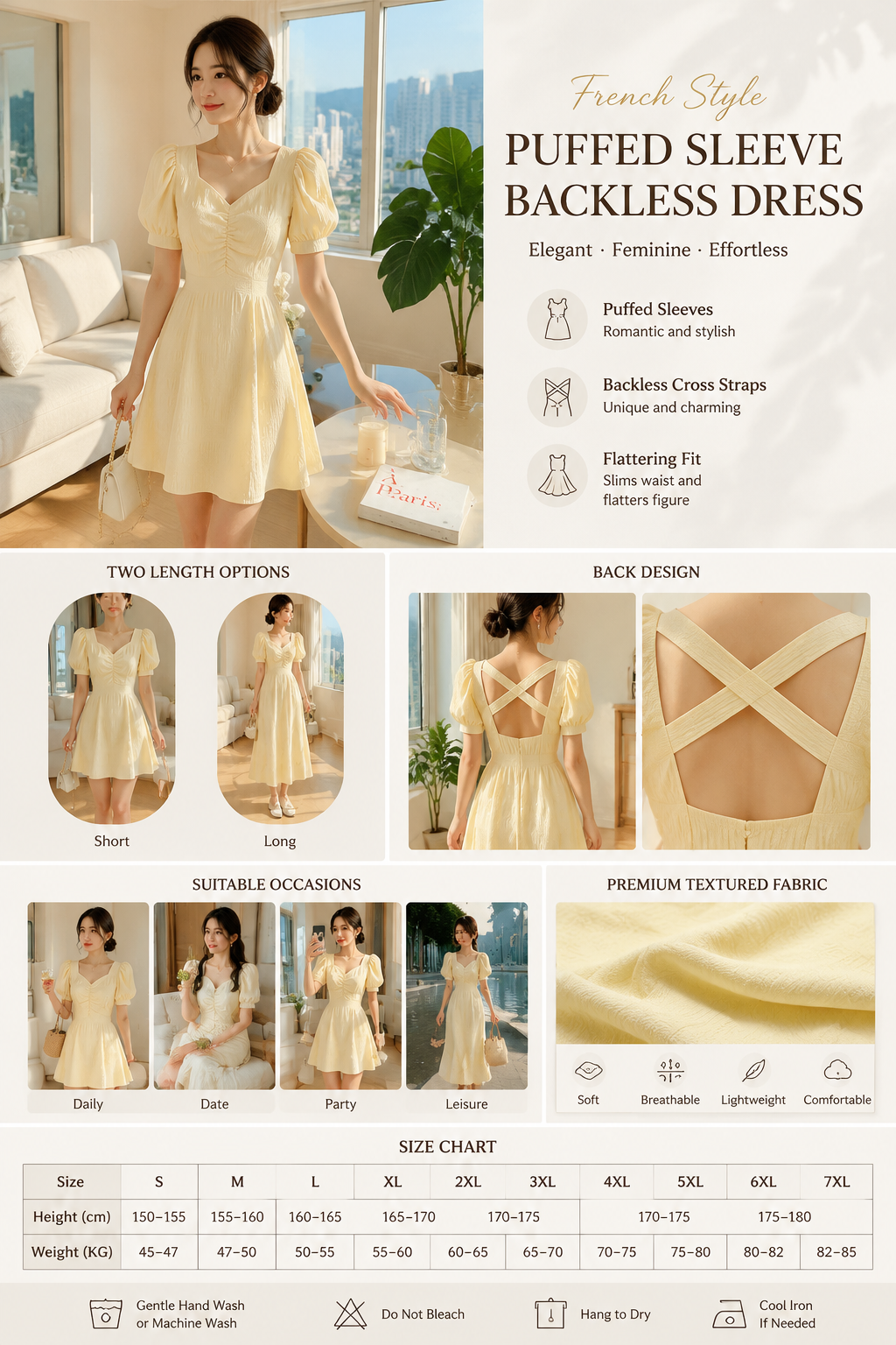 French V-neck Backless Dress