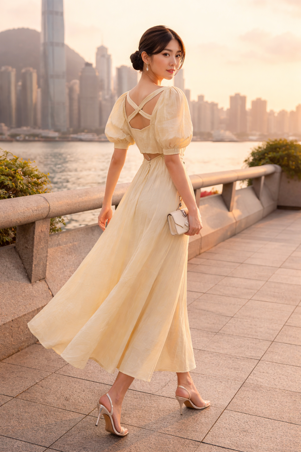 French V-neck Backless Dress