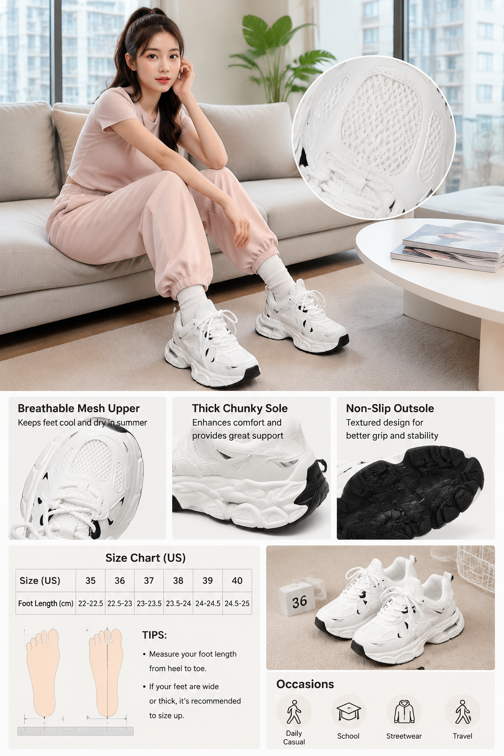Women's Casual Breathable Dad Sneakers
