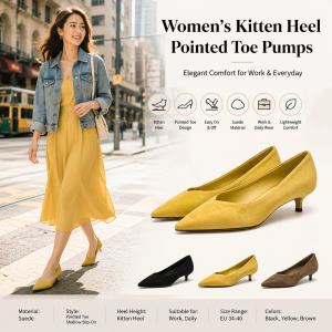 Women's Suede Kitten Heel Slip-on Shoes