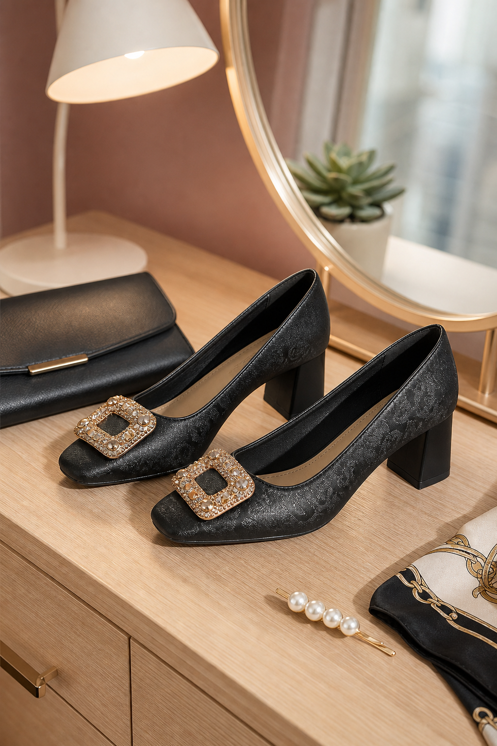 New Chinese Square Toe Pumps