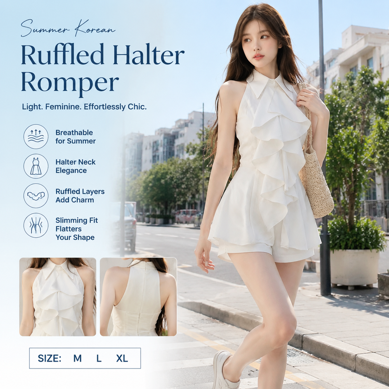 Women's Halter Ruffled Short Jumpsuit
