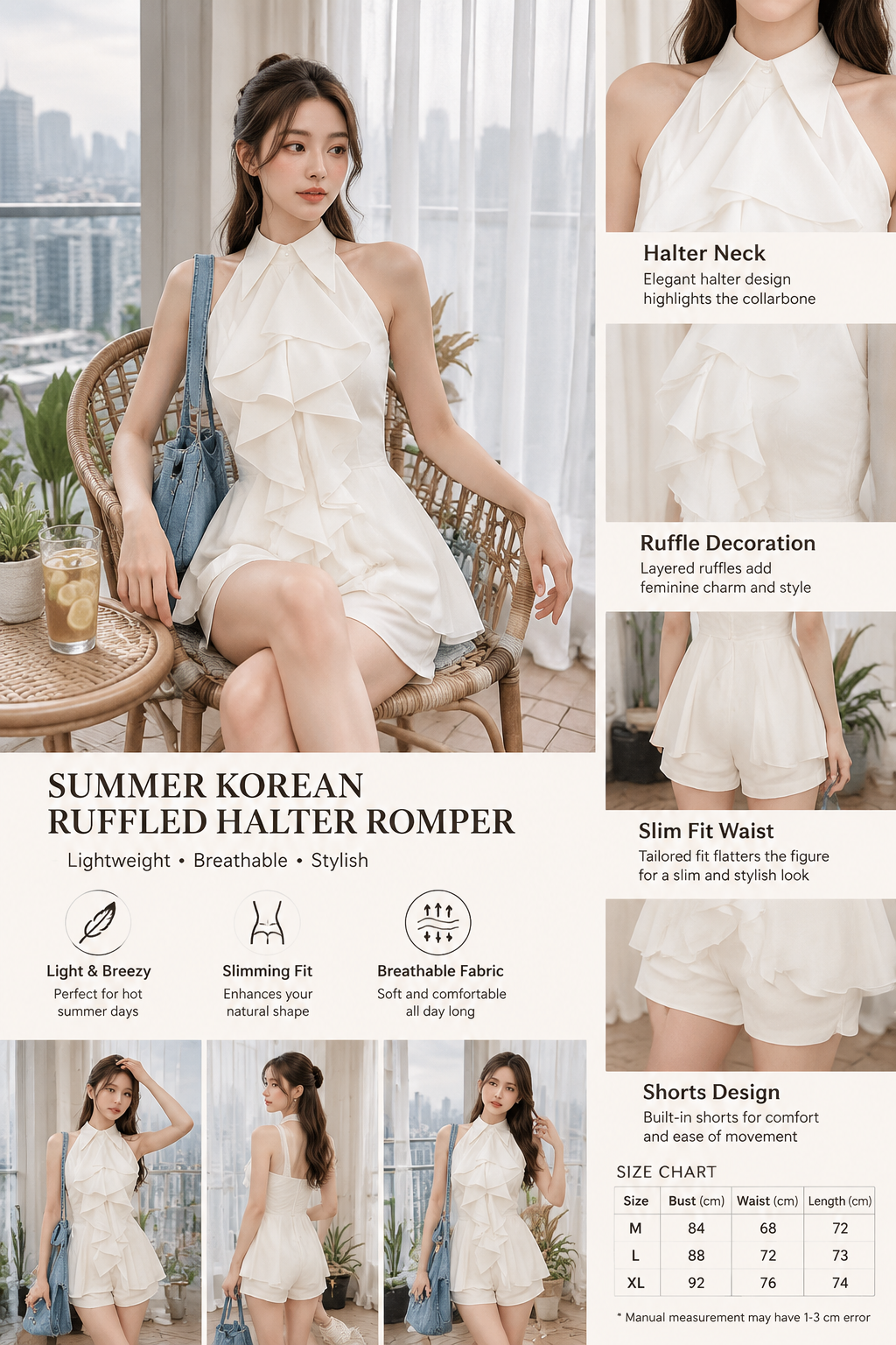 Women's Halter Ruffled Short Jumpsuit