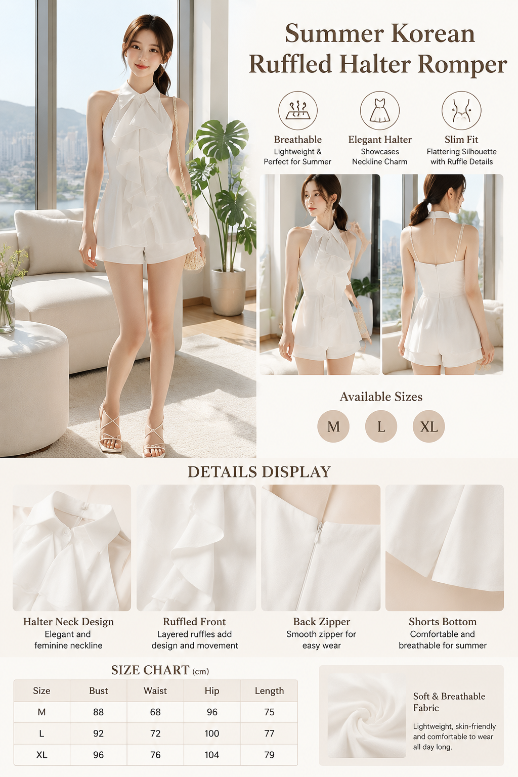 Women's Halter Ruffled Short Jumpsuit