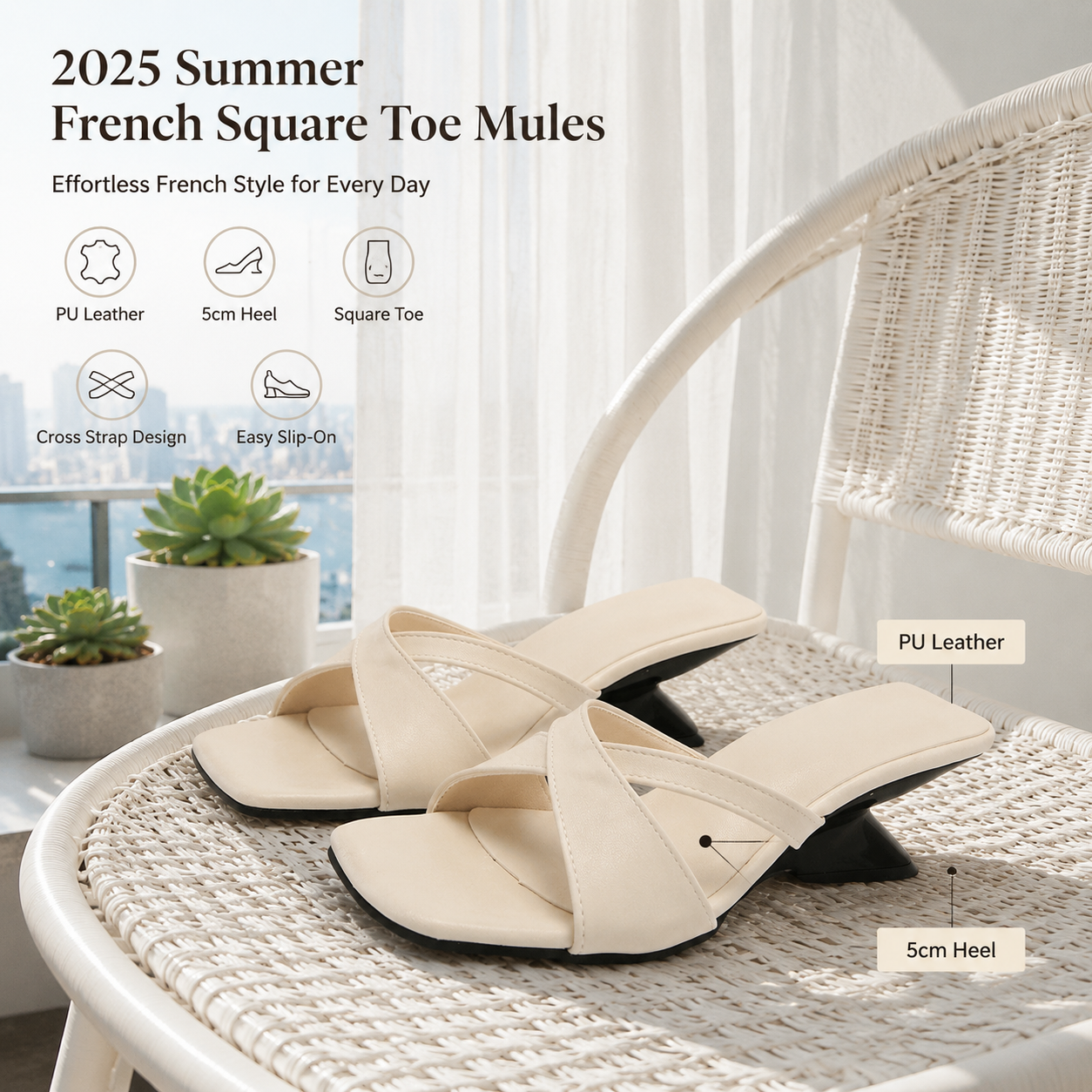 2025 Summer French Wedge Slide Sandals