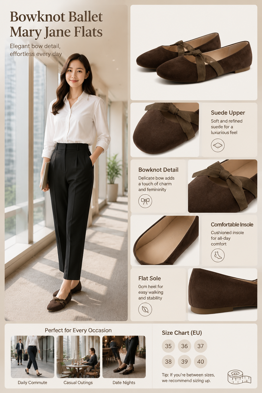 Women's Bow Decorated Flat Shoes