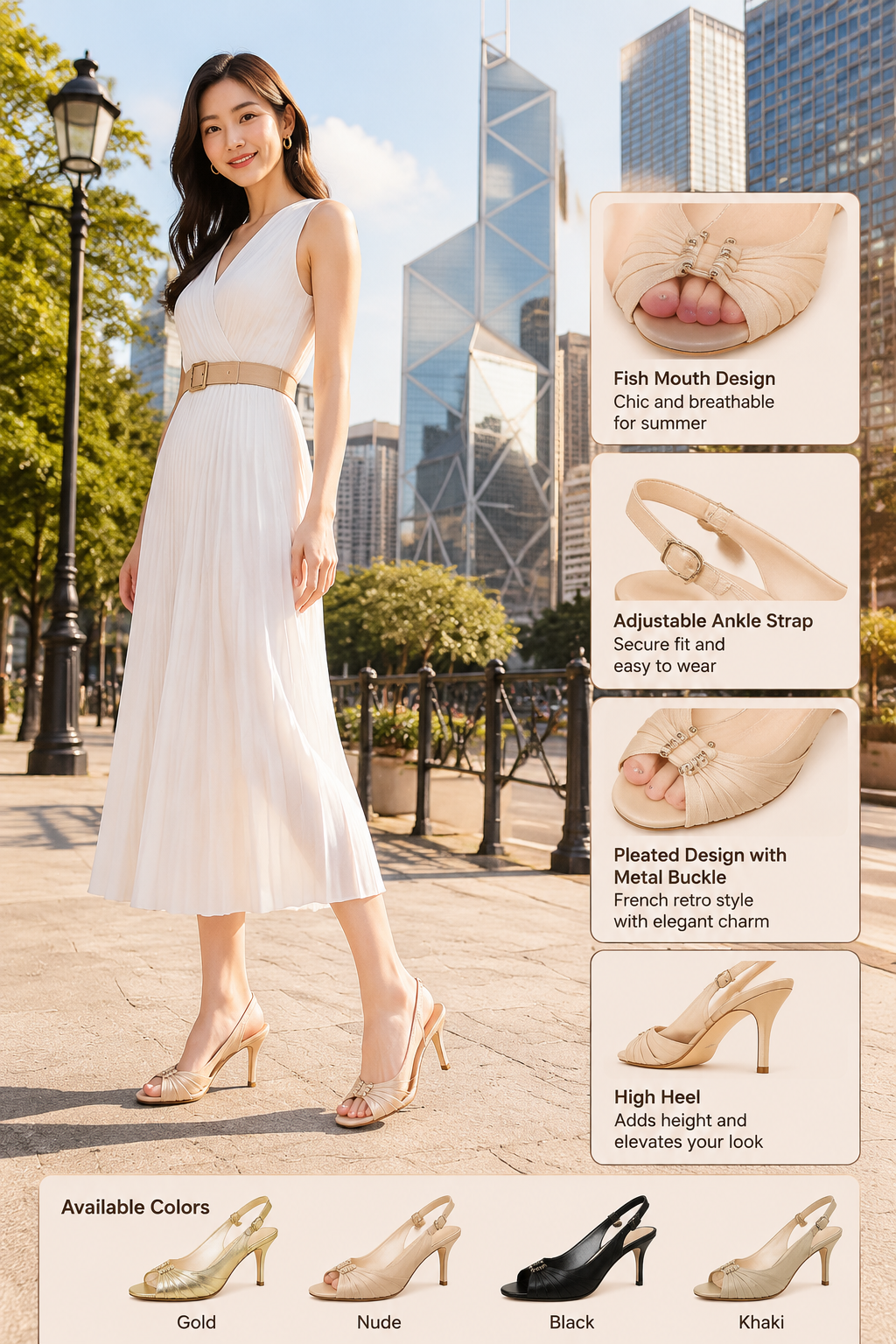 2026 French Retro Fish Mouth Heeled Sandals