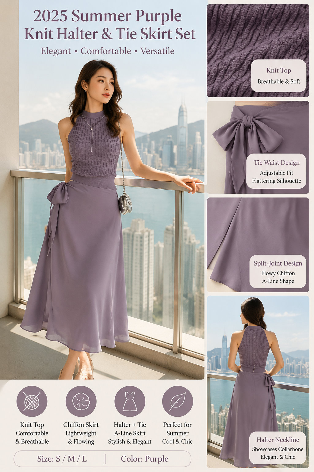 Summer Halter Knit Top & Skirt Set
