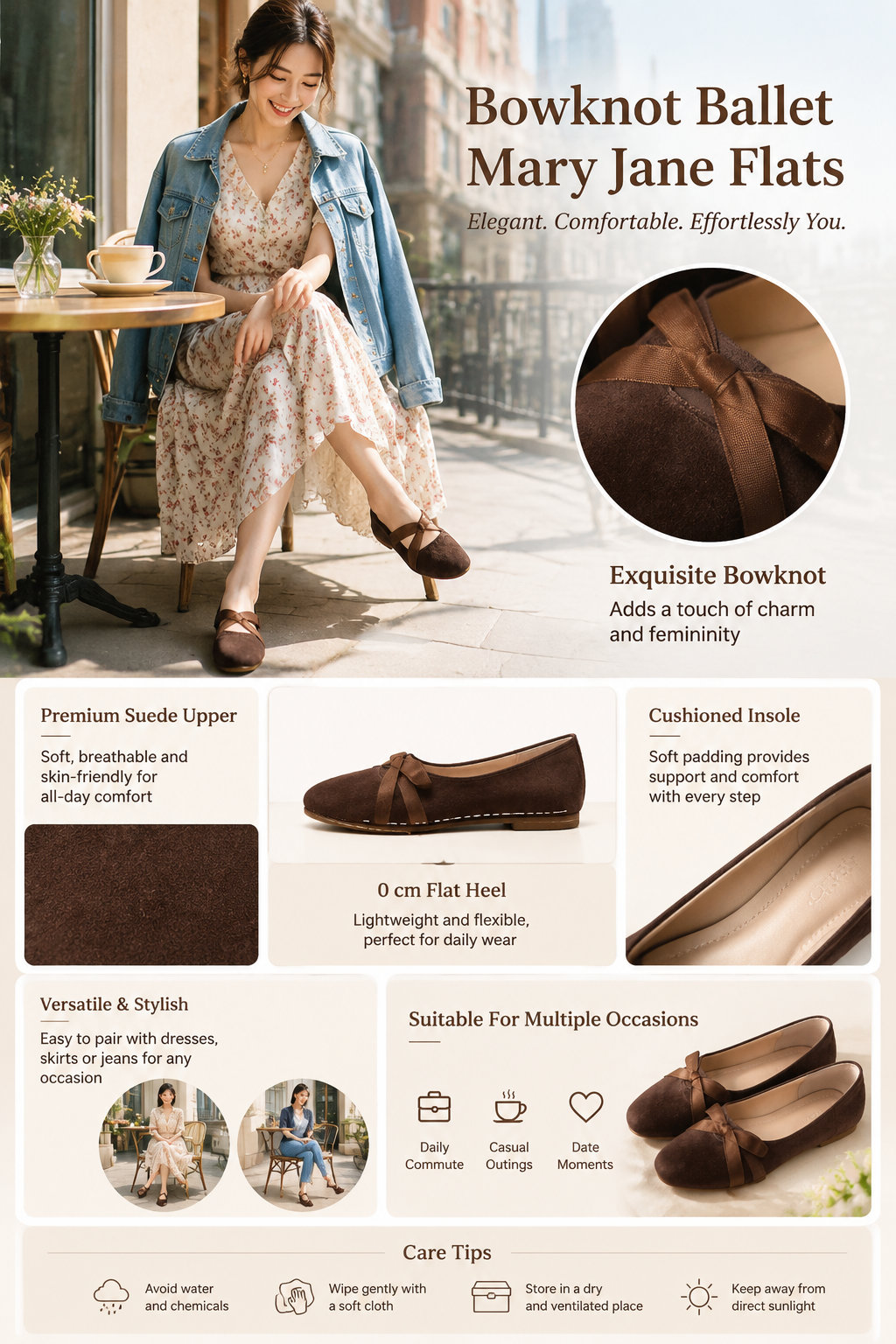 Women's Bow Decorated Flat Shoes