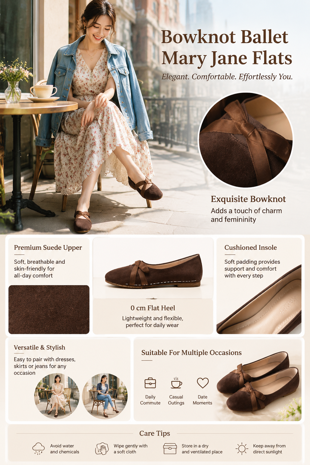 Women's Bow Decorated Flat Shoes