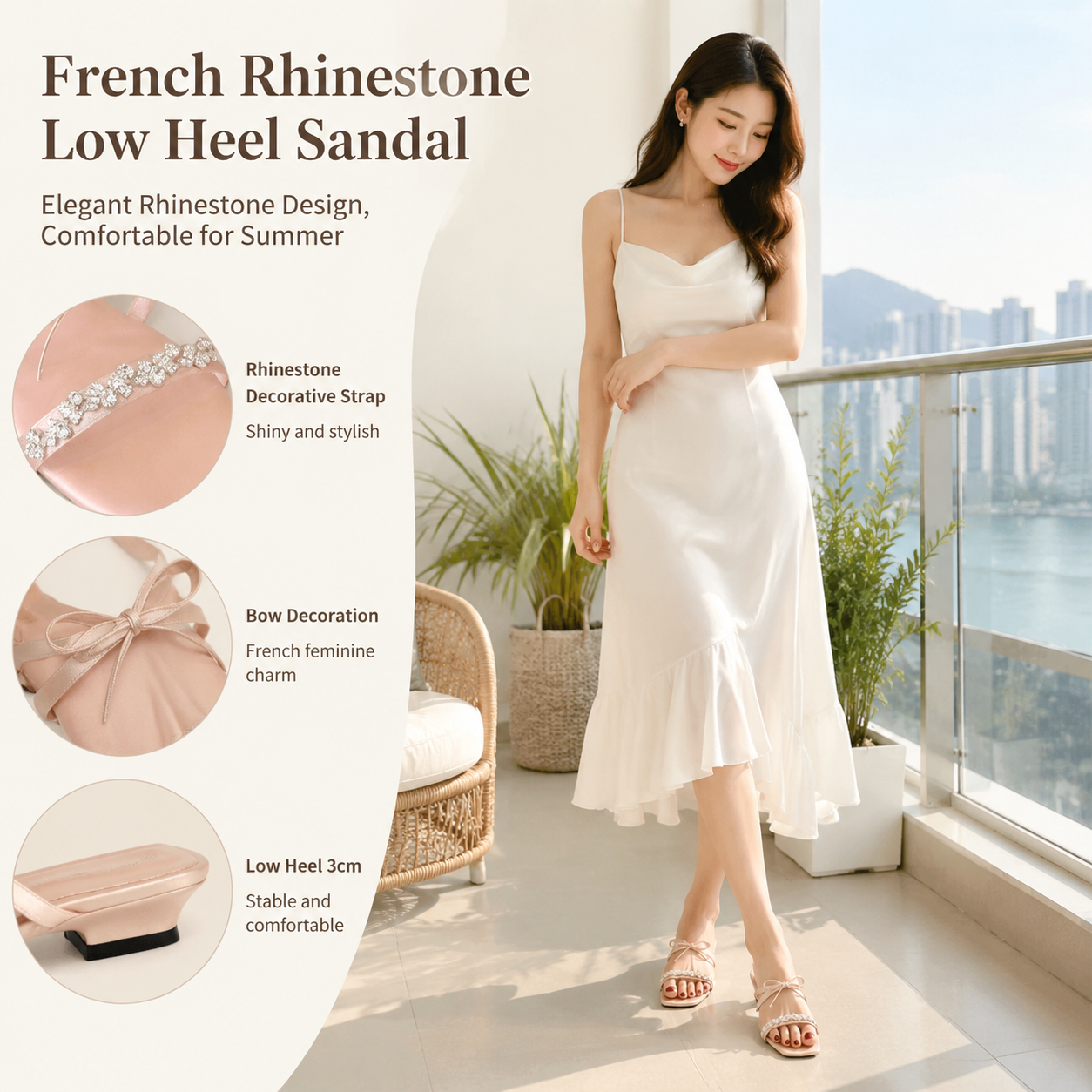 Women's Satin Low Heel Slides