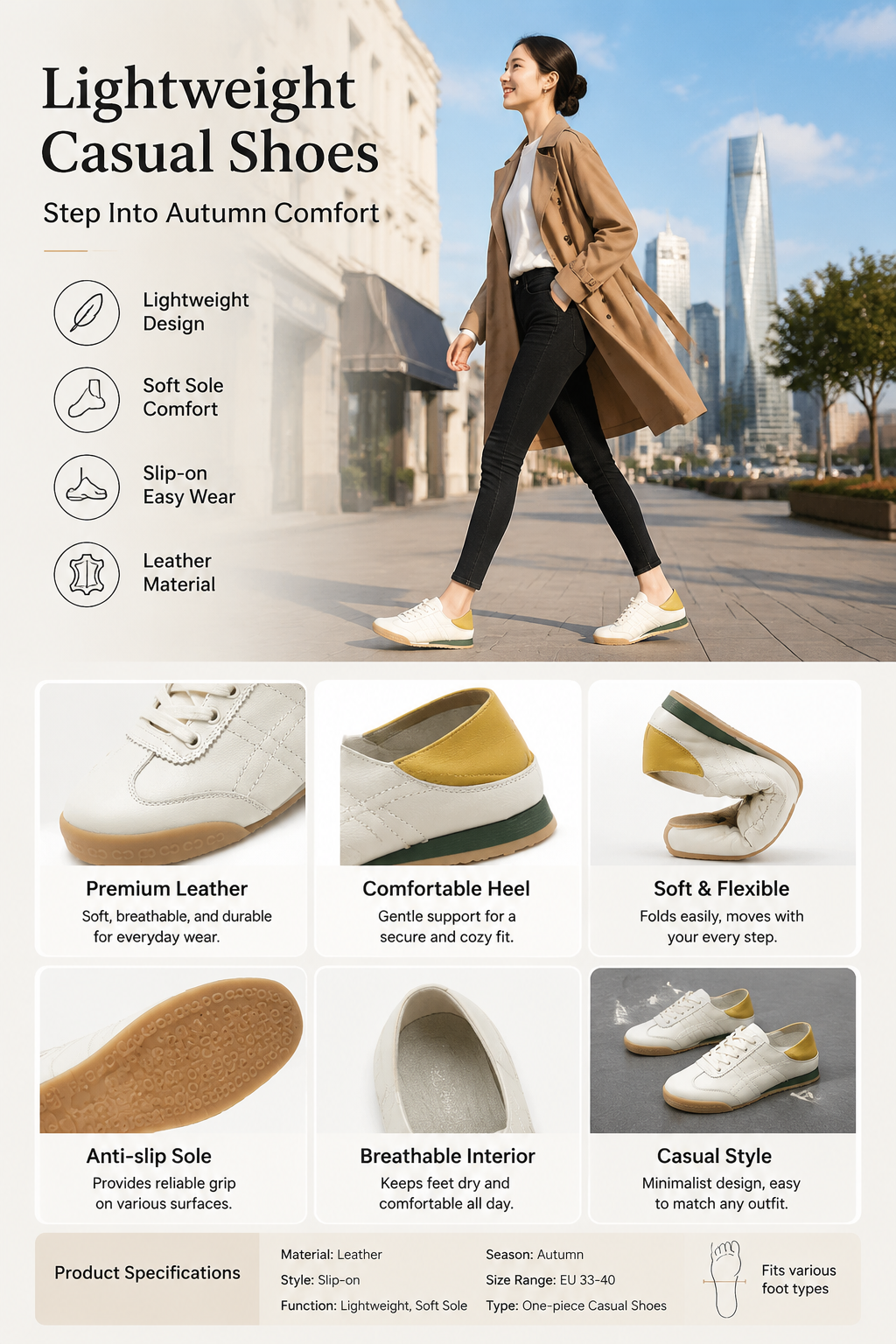 Women's Leather Slip-on Casual Shoes