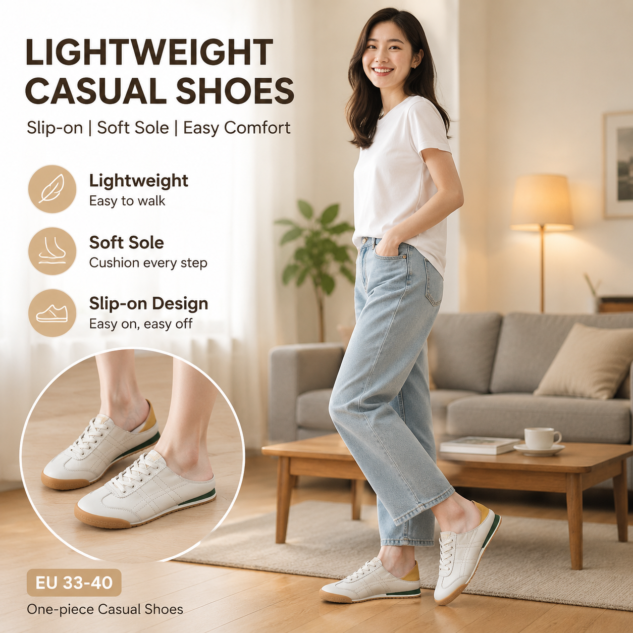 Women's Leather Slip-on Casual Shoes