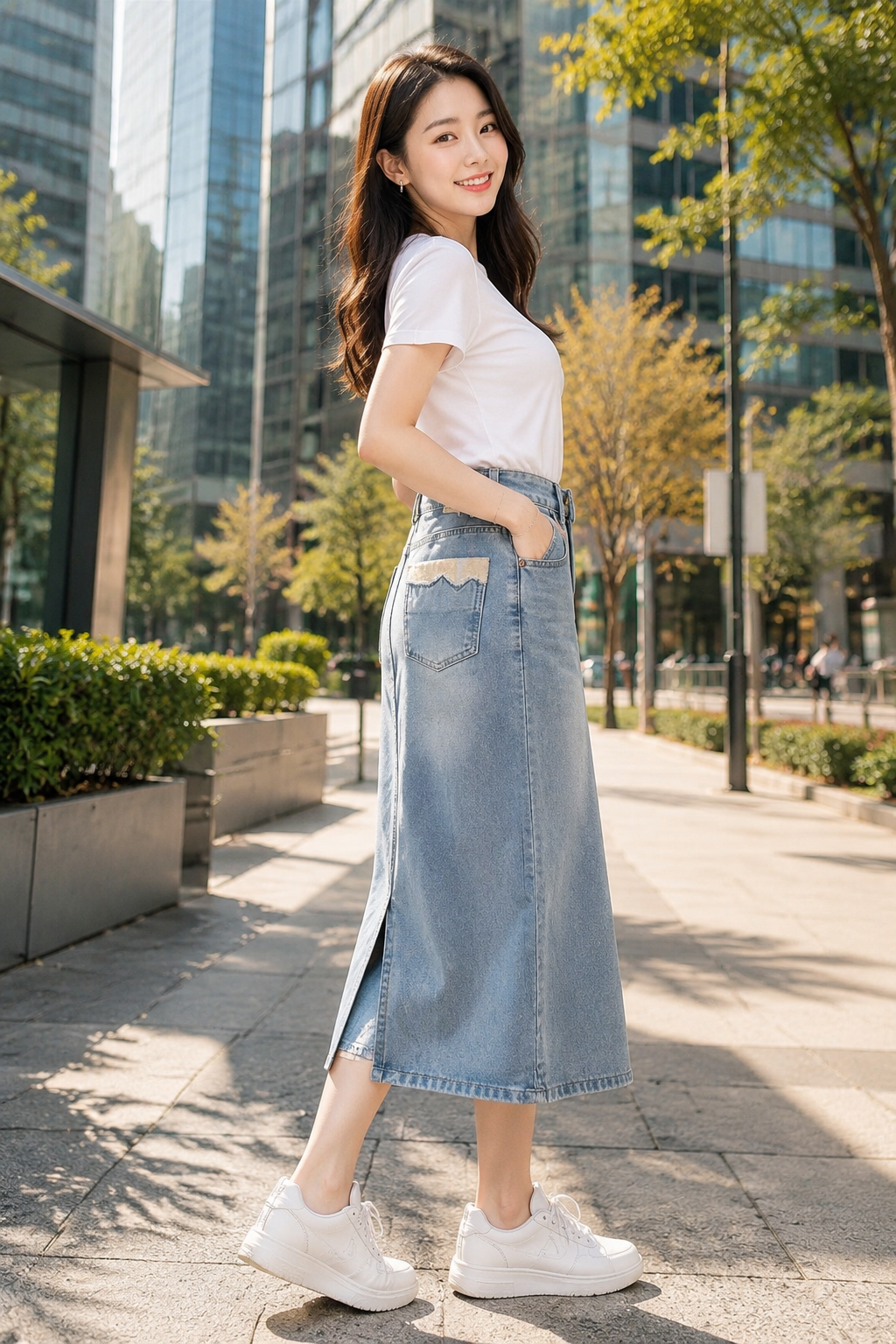 High Waist Vintage Denim Skirt