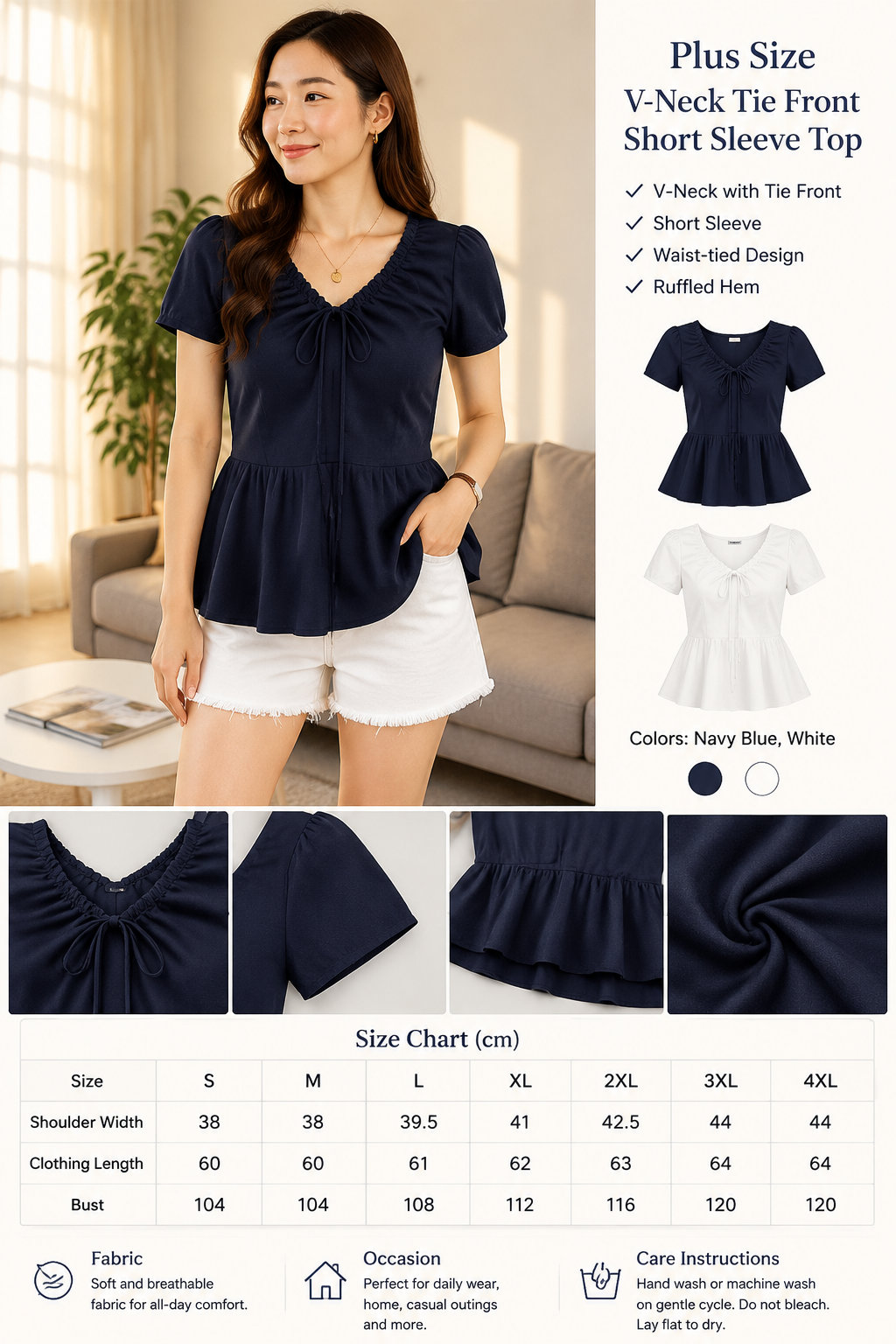 Women's Plus Size V-Neck Top