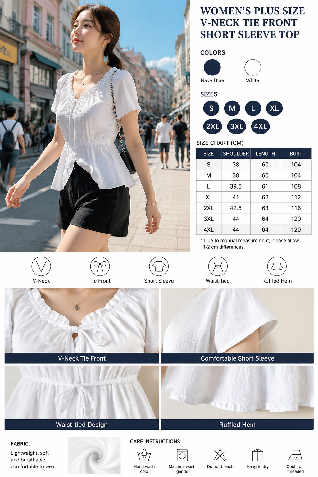 Women's Plus Size V-Neck Top