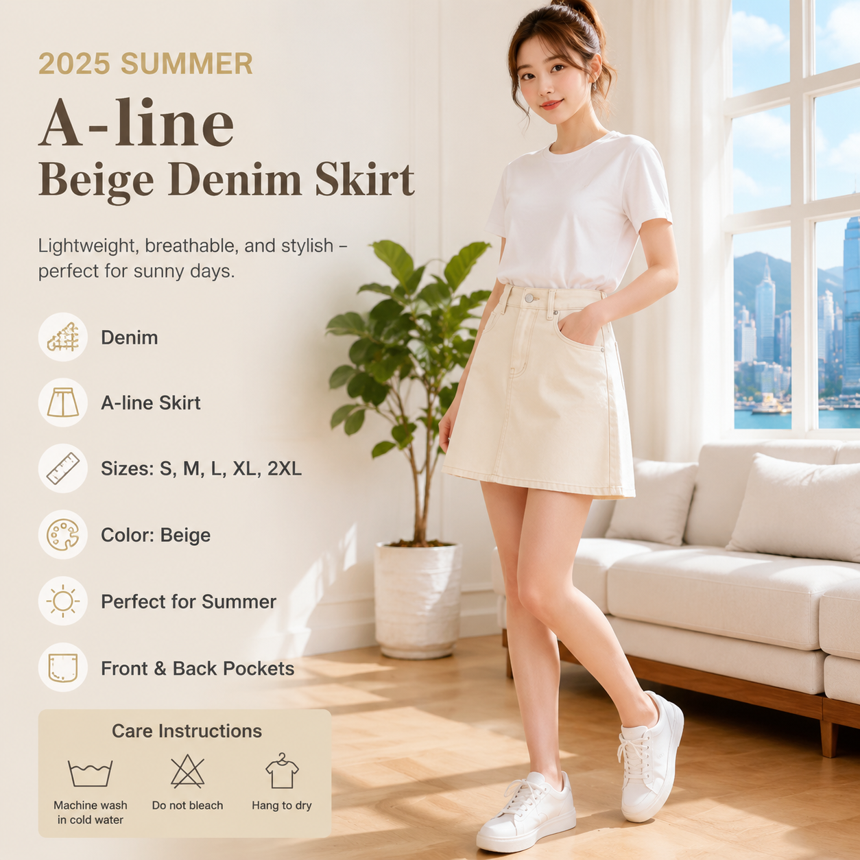 2025 Summer A-line Denim Skirt