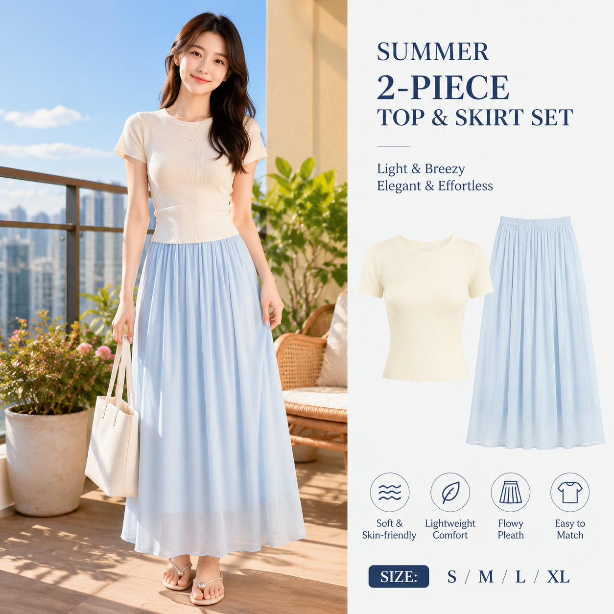 Summer Women's 2-piece Top & Skirt Set