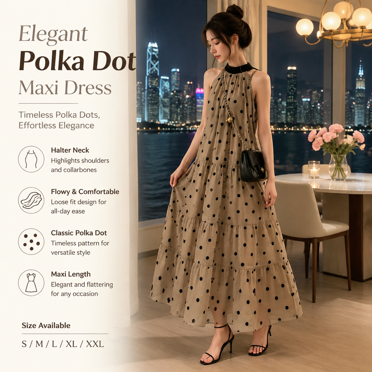 Elegant Polka Dot Maxi Dress