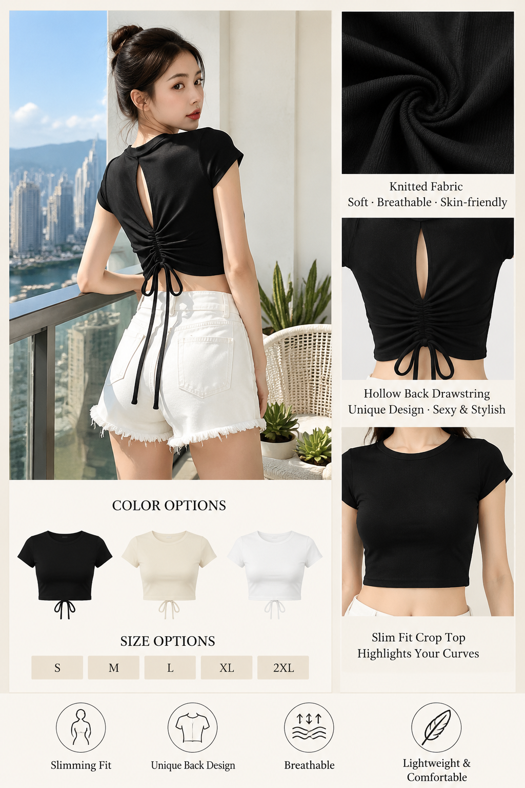 Women's Back Cutout Knit Tee