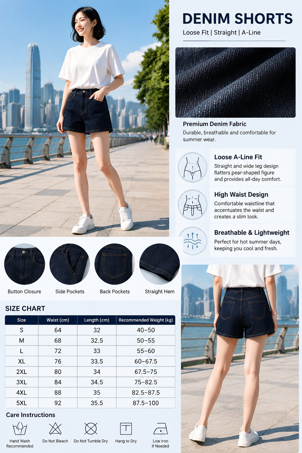 Women's Summer A-line Denim Jeans