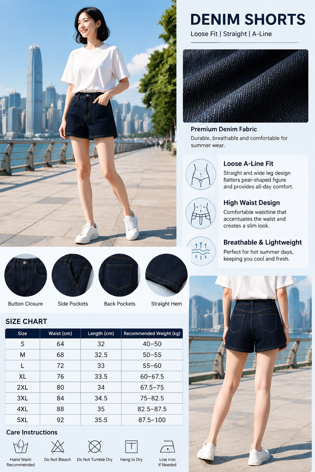 Women's Summer A-line Denim Jeans