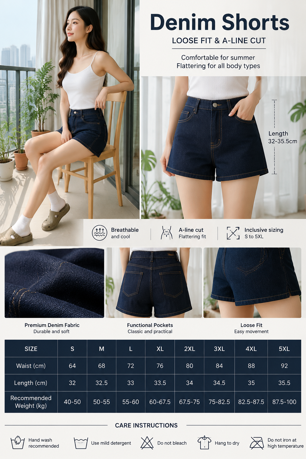 Women's Summer A-line Denim Jeans