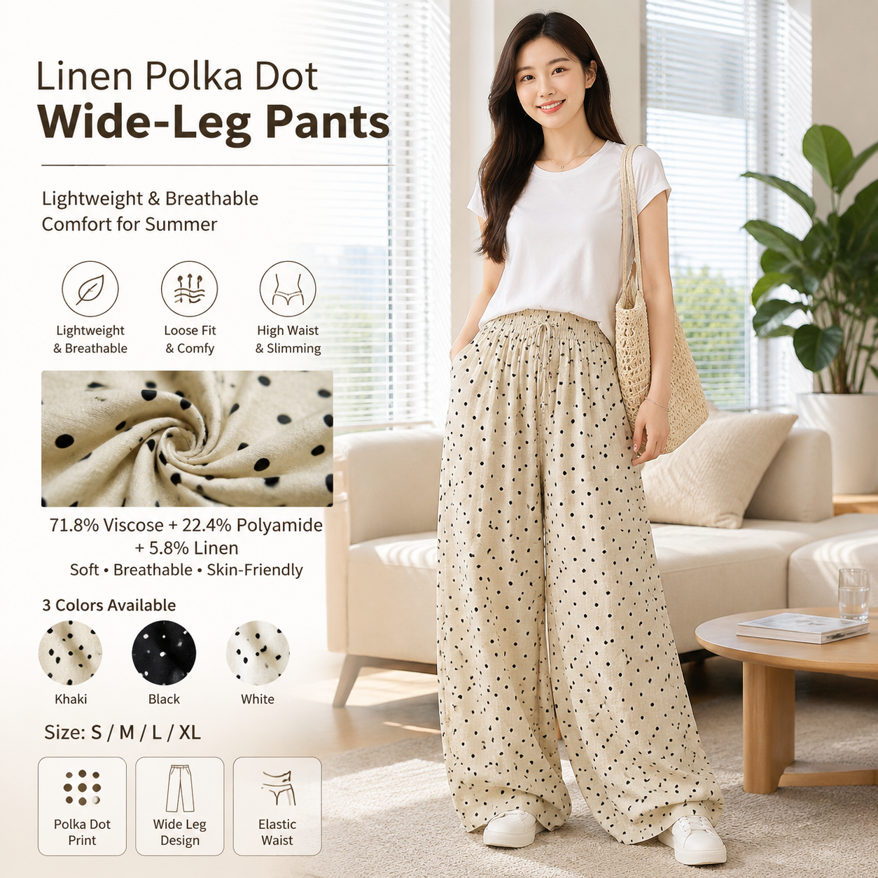 Women's High Waist Polka Dot Pants