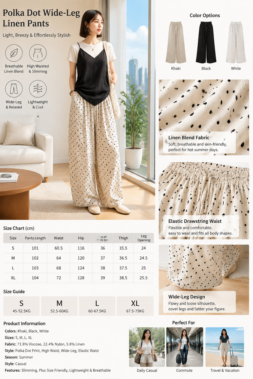 Women's High Waist Polka Dot Pants