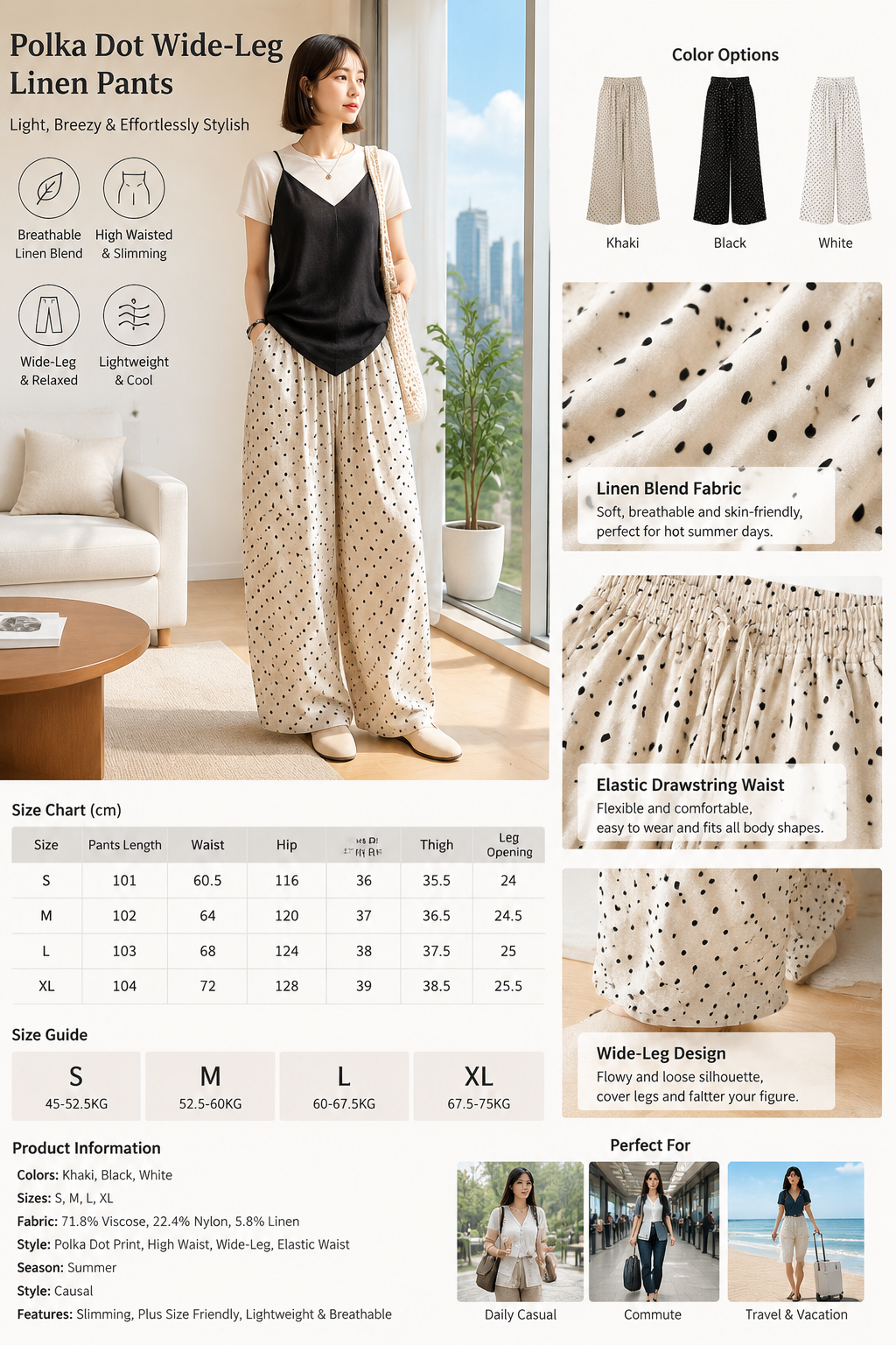 Women's High Waist Polka Dot Pants