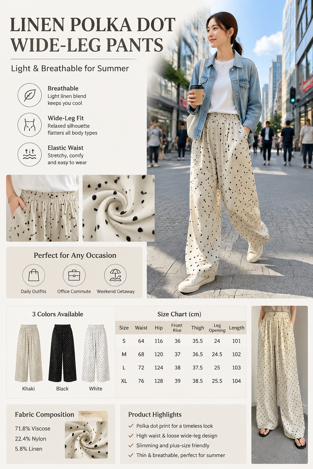 Women's High Waist Polka Dot Pants
