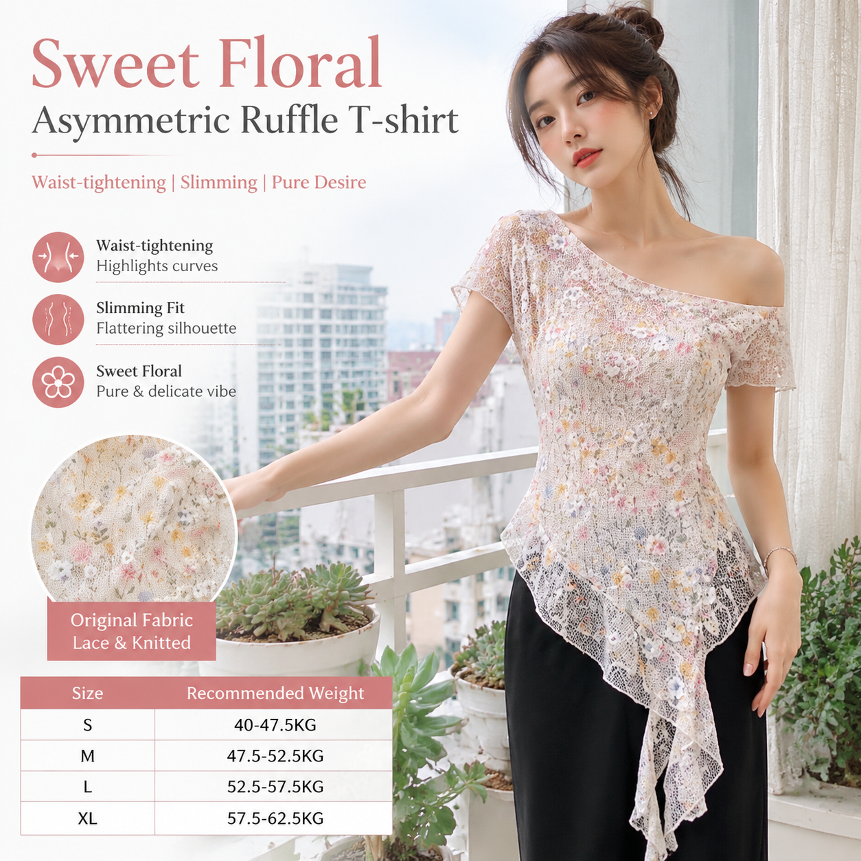 Floral Ruffle Short Sleeve Tee