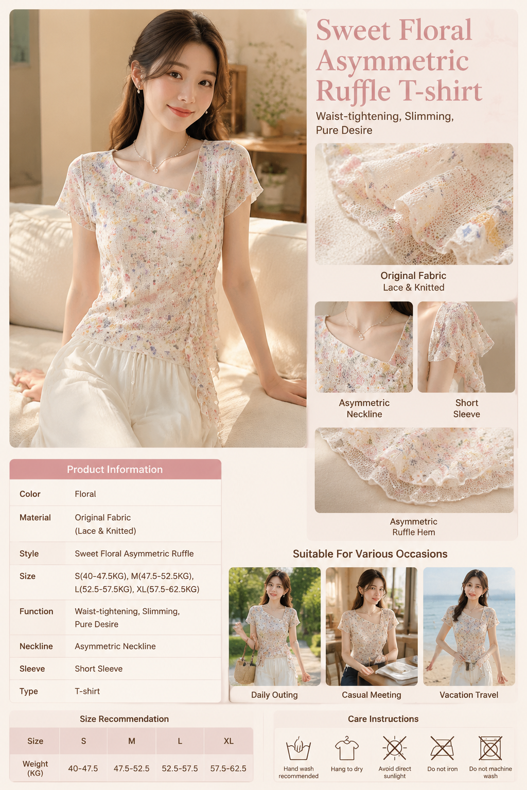 Floral Ruffle Short Sleeve Tee