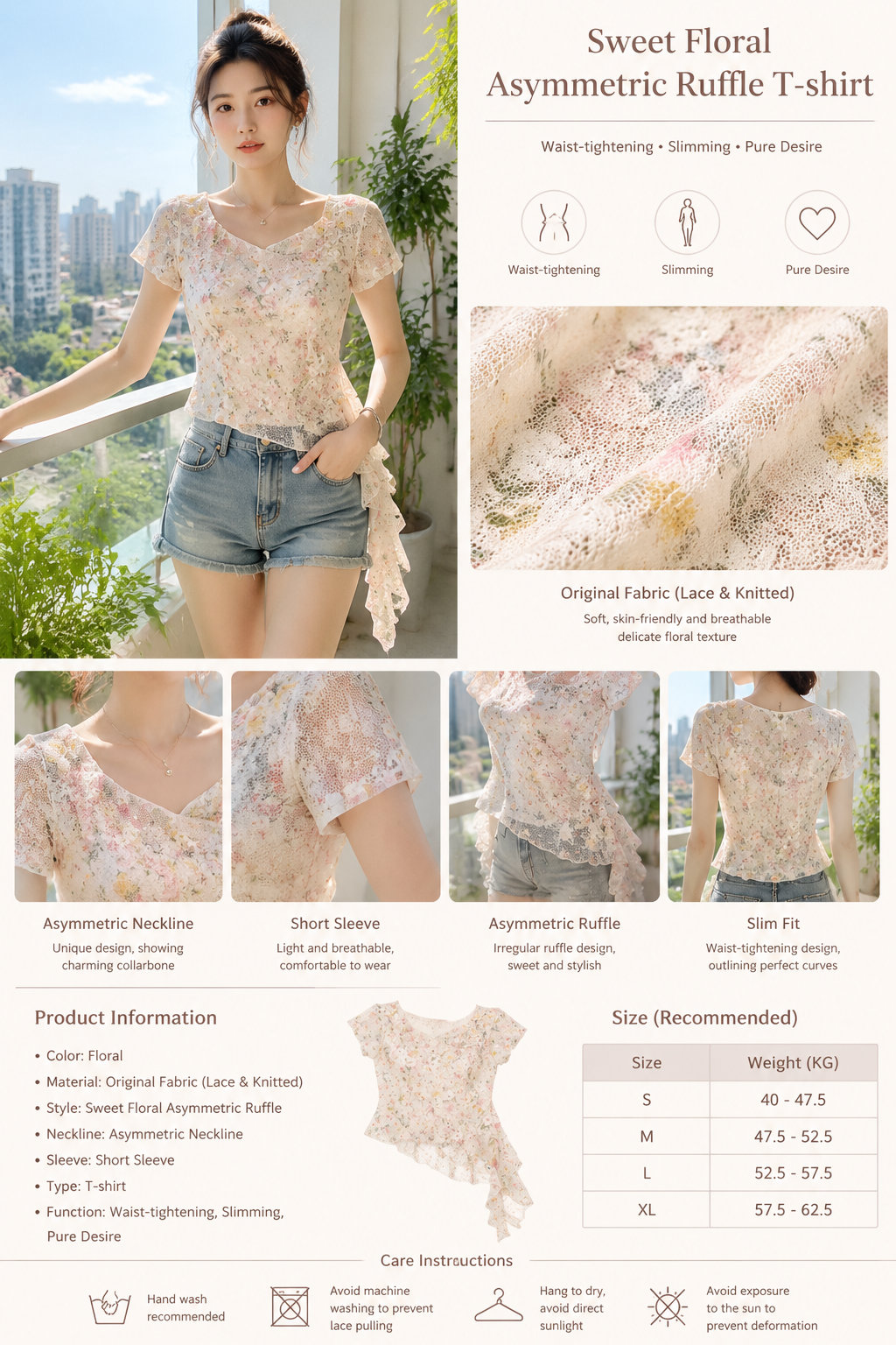 Floral Ruffle Short Sleeve Tee