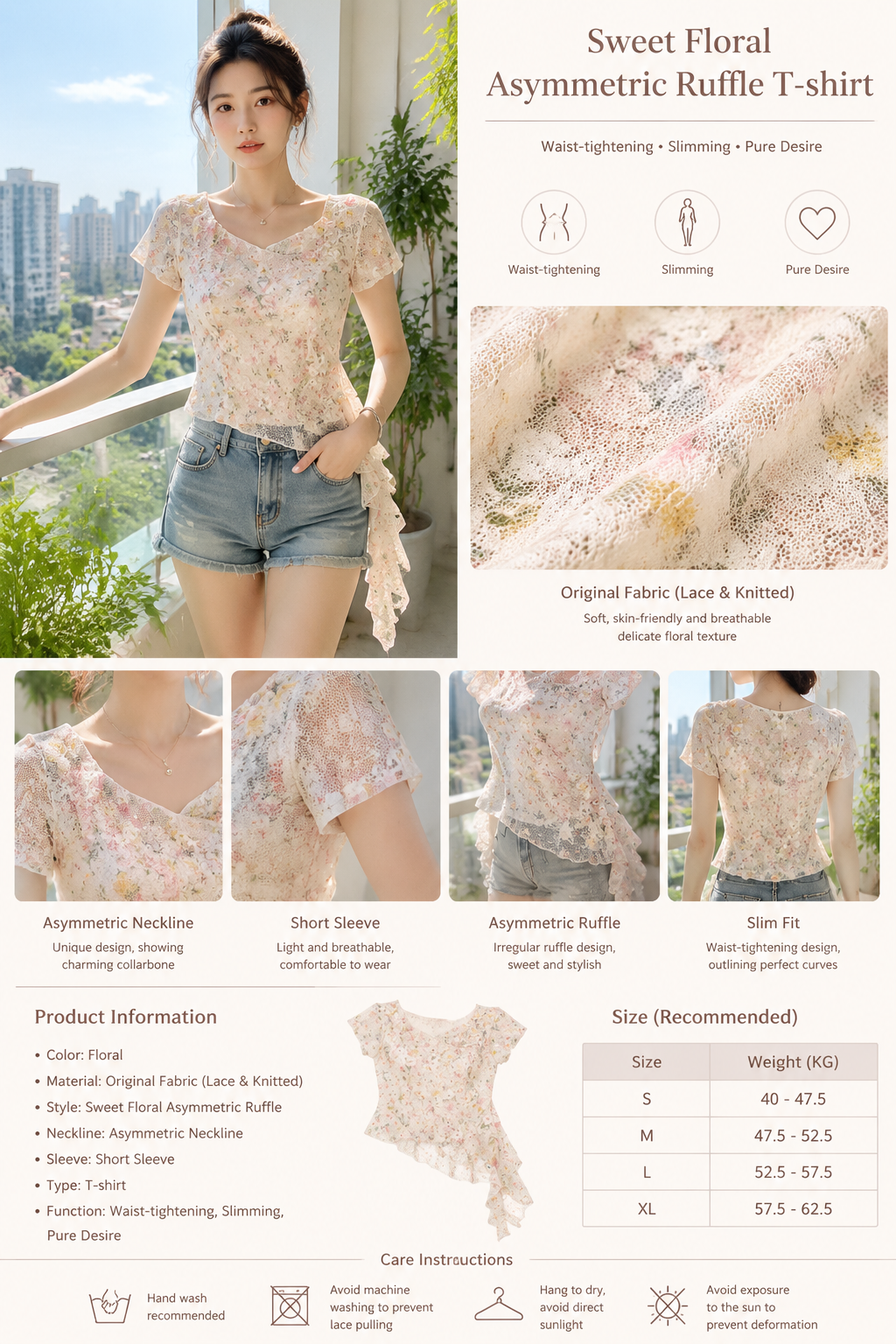 Floral Ruffle Short Sleeve Tee