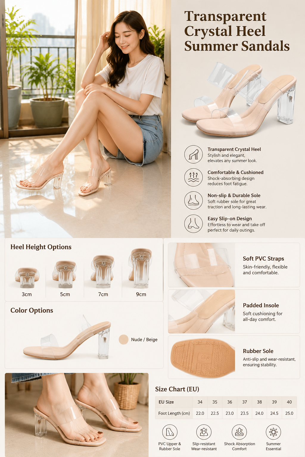 Women's Summer Transparent High Heel Sandals