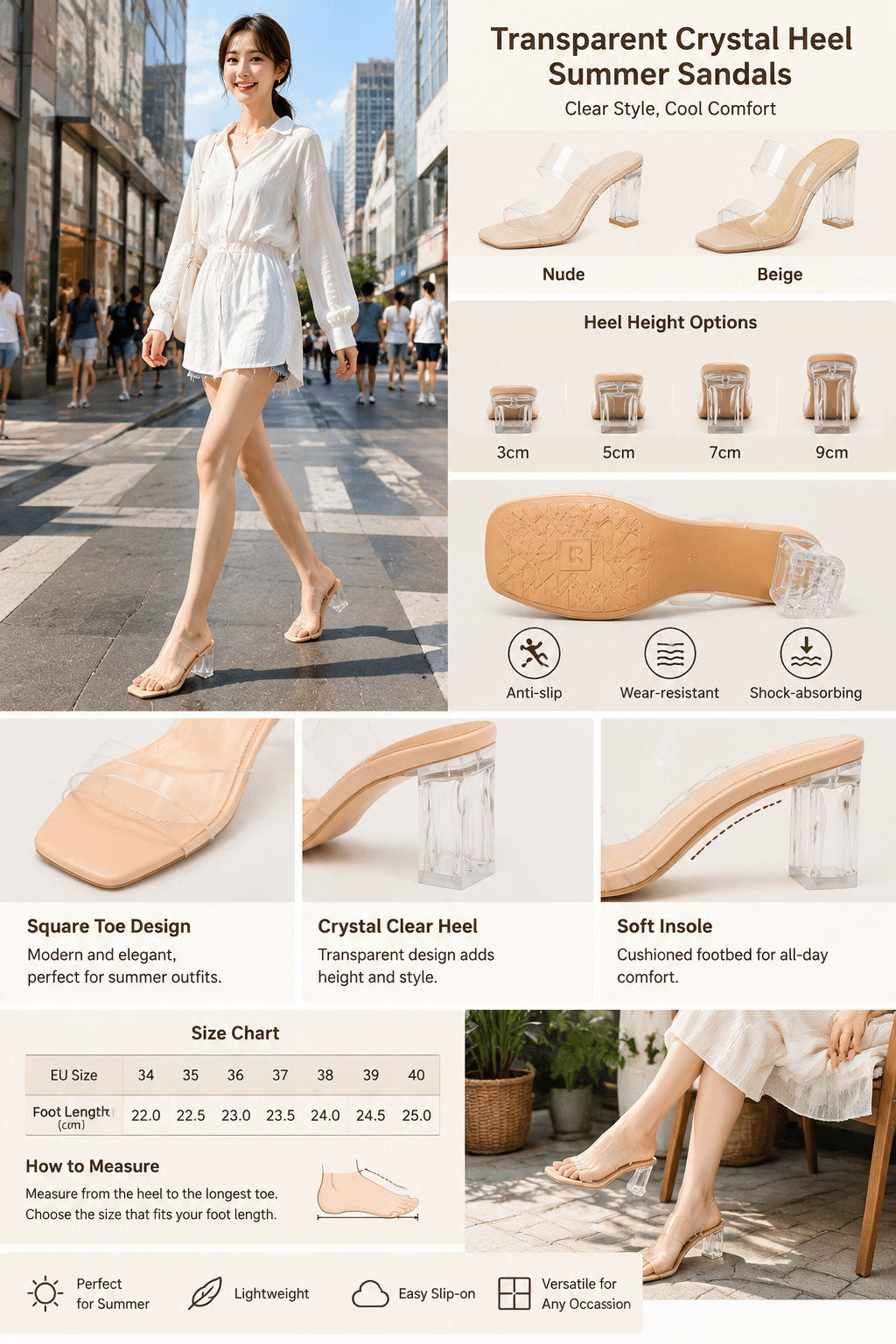 Women's Summer Transparent High Heel Sandals