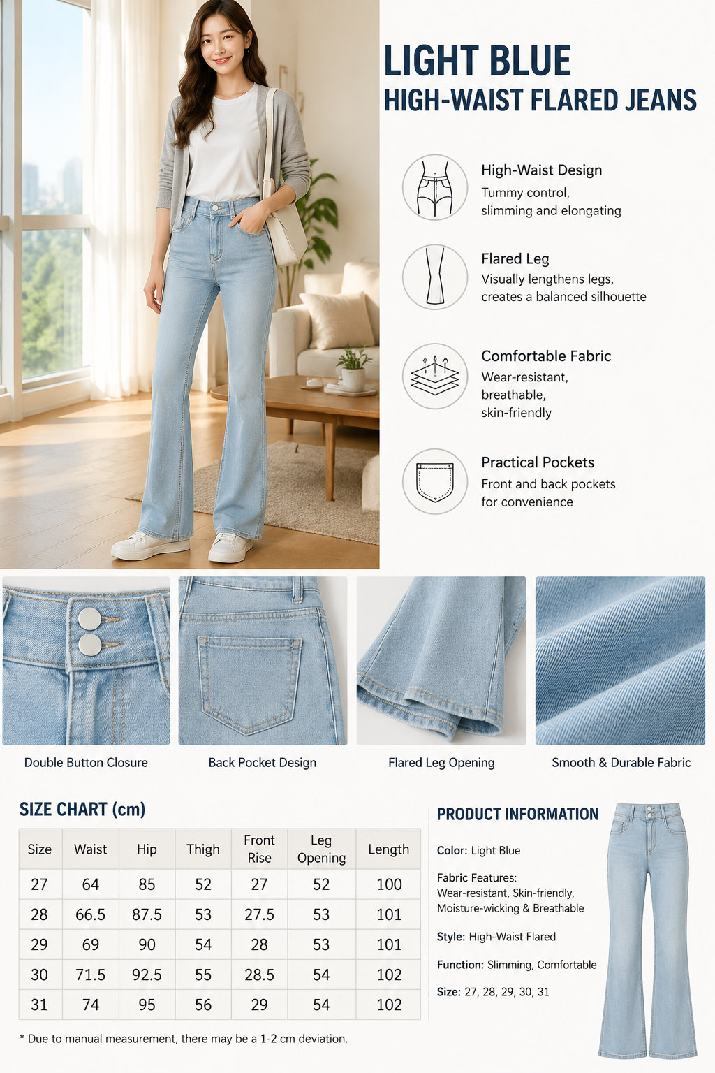 Light Blue High-Waist Flared Women's Jeans