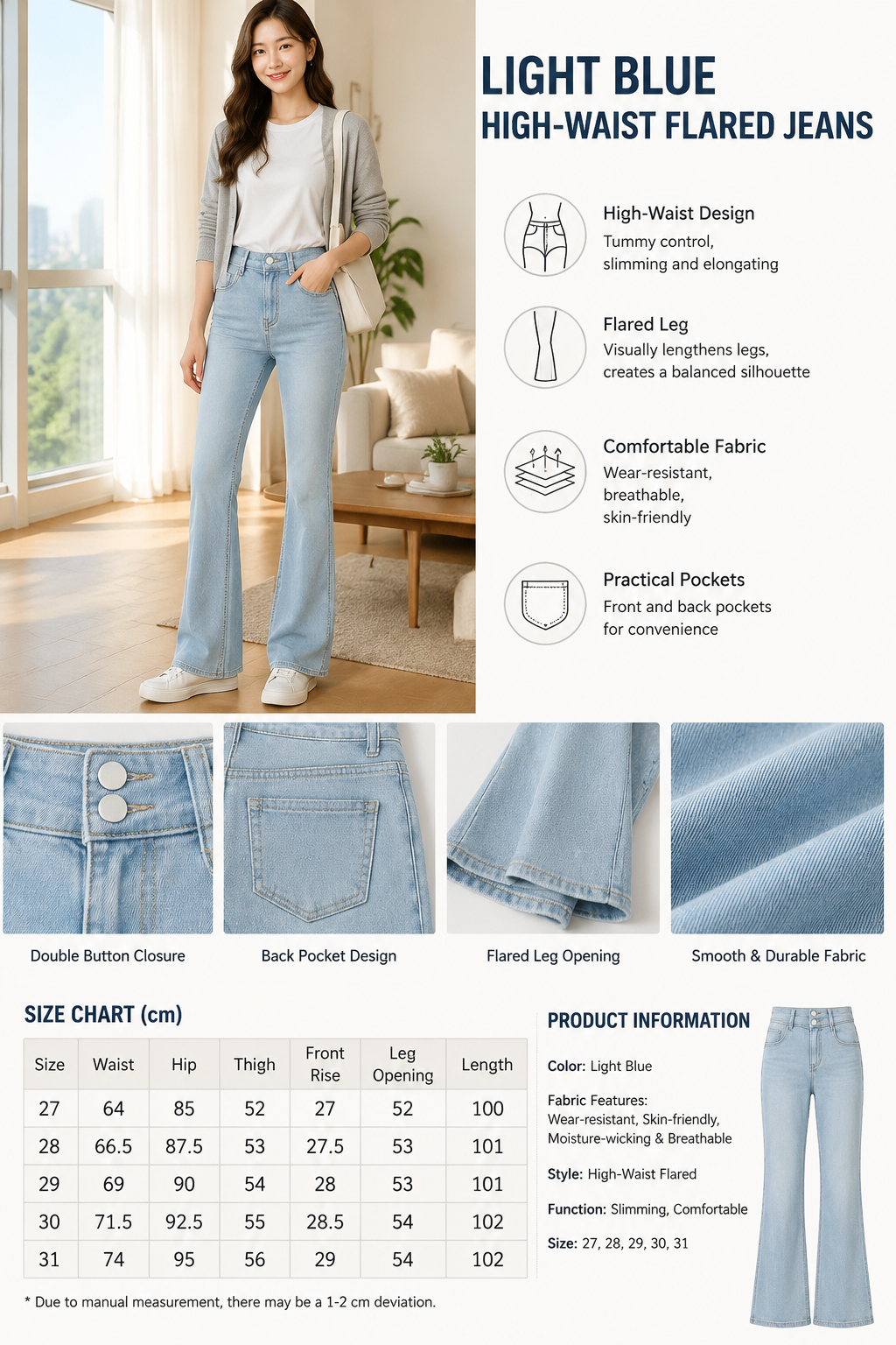 Light Blue High-Waist Flared Women's Jeans