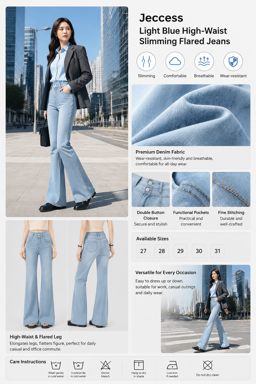 Light Blue High-Waist Flared Women's Jeans
