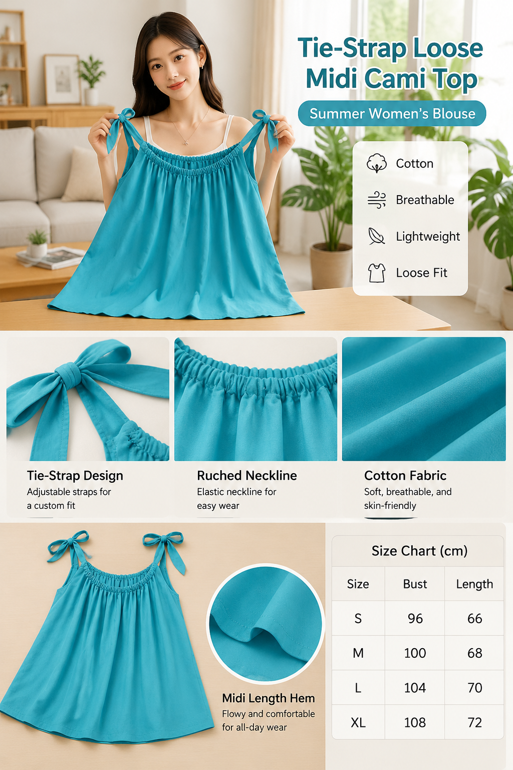Summer Cotton Cami Tank Top