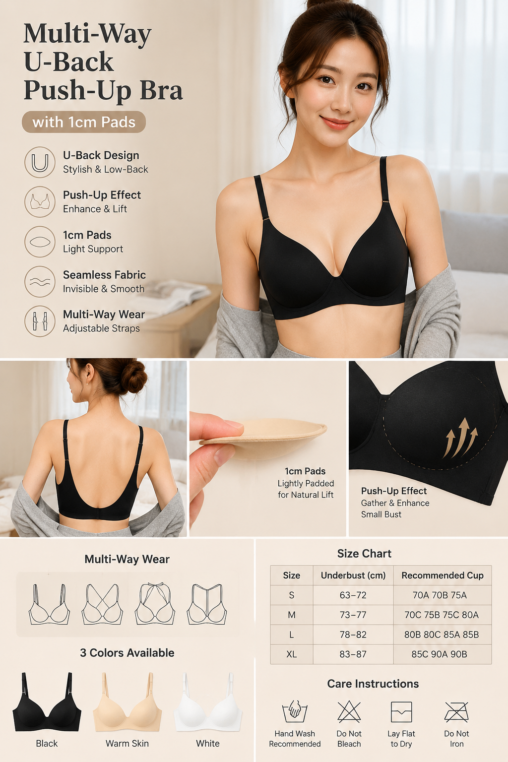 Multi-wear U-back Push-up Bra