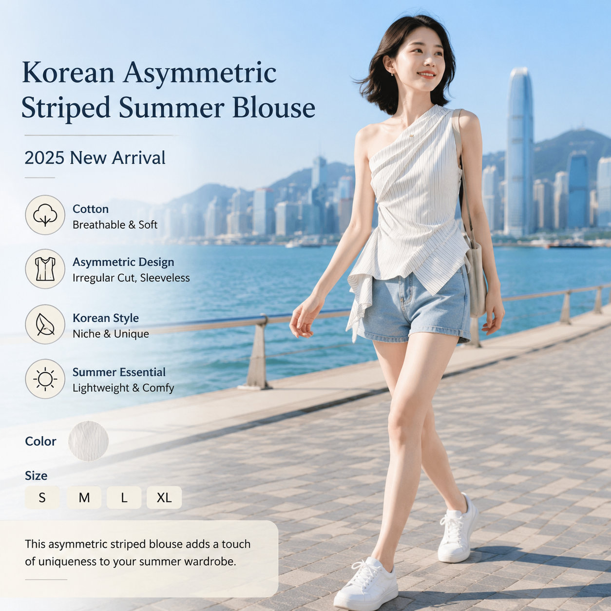 Asymmetric Sleeveless Cotton Summer Blouse