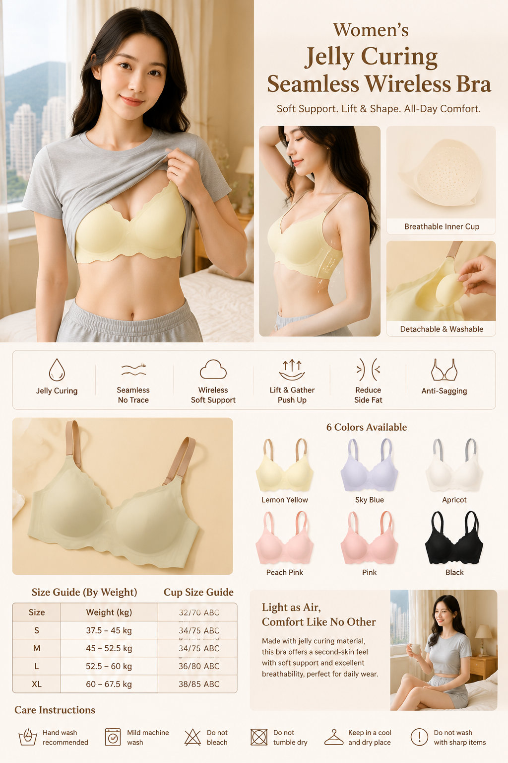 Seamless Wireless Push-up Bra