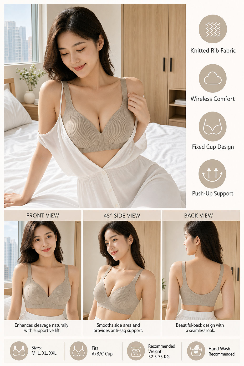 Wireless Seamless Backless Bra