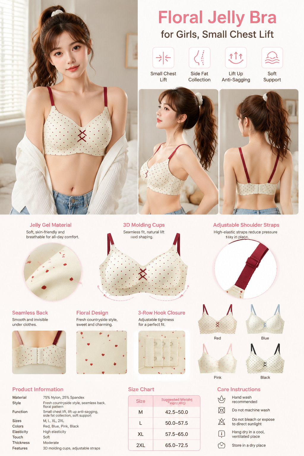 Floral Seamless Push-up Bra