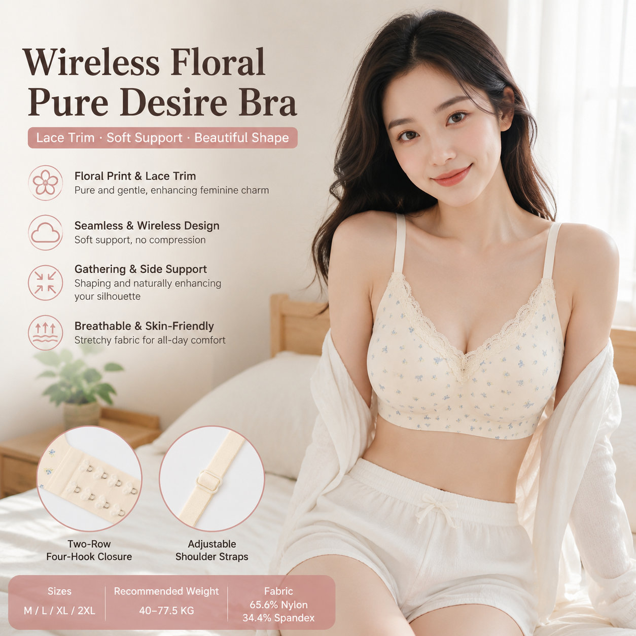 Wireless Lace Push-up Bra