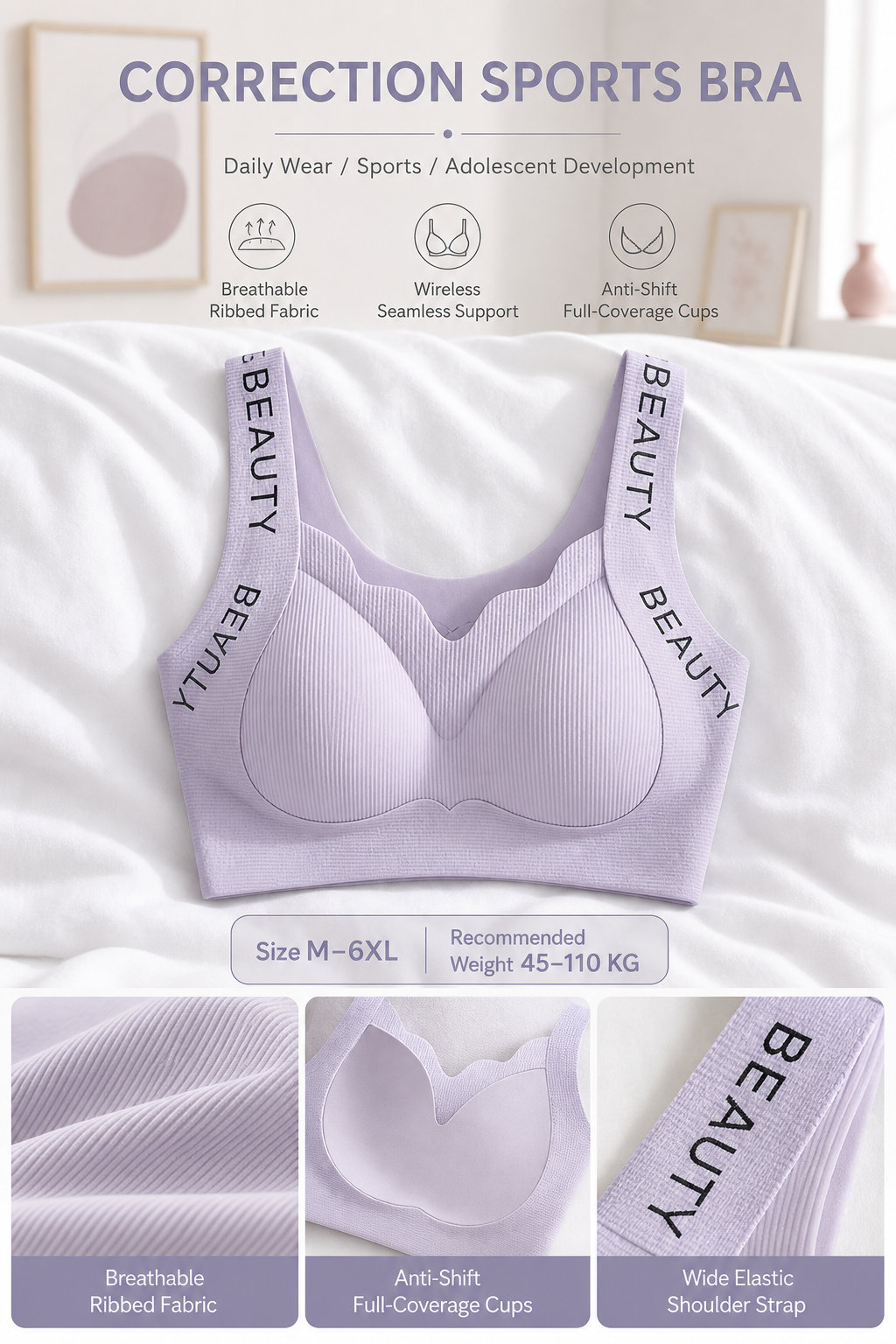 Wireless Seamless Sports Bra